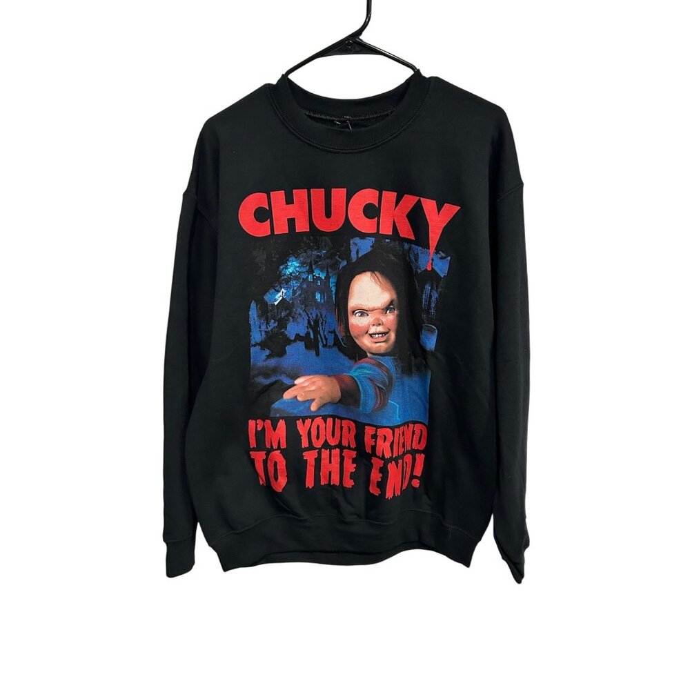 Chucky Black Sweatshirt NWT Im Your Friend To The End Sz Medium
